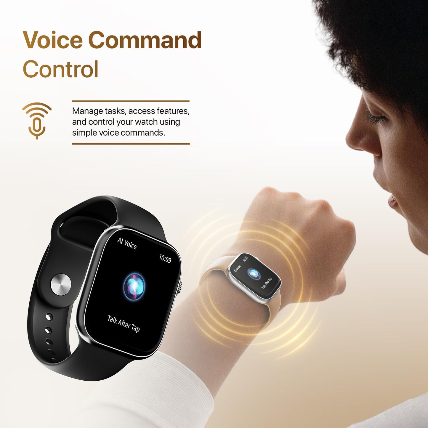 Simplict Smart Watch – 1.96" Display, BT Calling, AI Assistant, Wireless Charging - Black