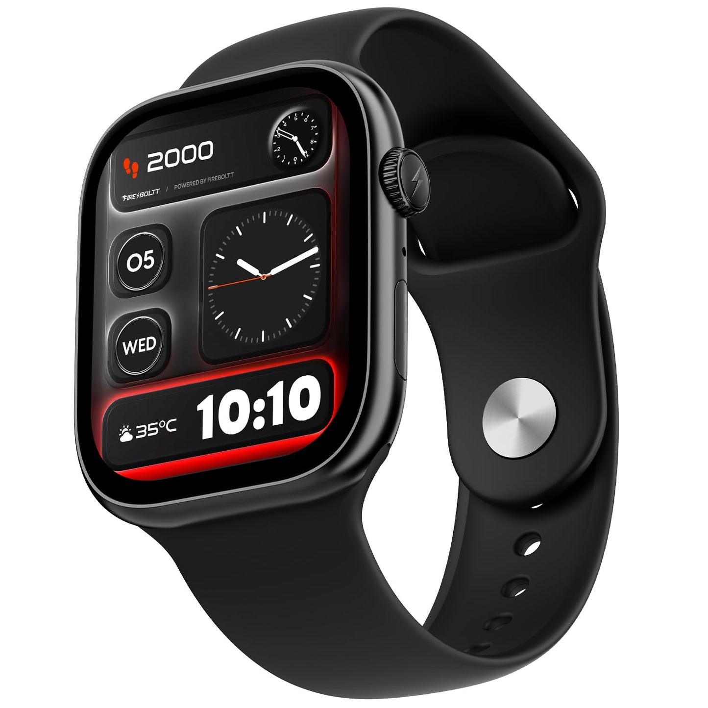 Simplict Smart Watch – 1.96" Display, BT Calling, AI Assistant, Wireless Charging - Black