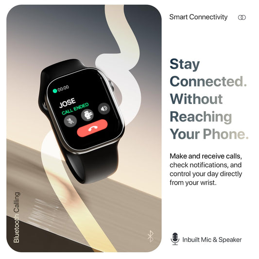 Simplict Smart Watch – 1.96" Display, BT Calling, AI Assistant, Wireless Charging - Black