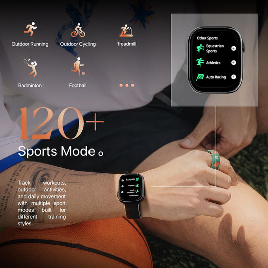 Simplict Smart Watch – 1.96" Display, BT Calling, AI Assistant, Wireless Charging - Black
