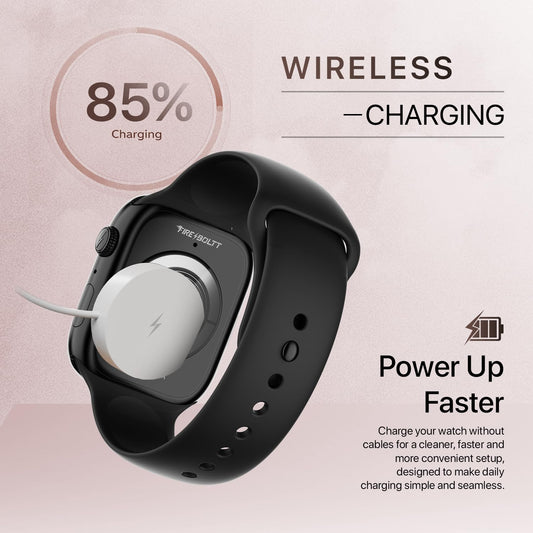 Simplict Smart Watch – 1.96" Display, BT Calling, AI Assistant, Wireless Charging - Black