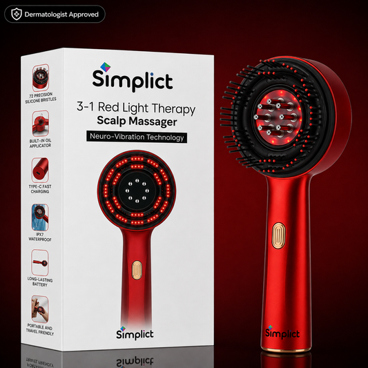 Simplict™ 3-in-1 Red Light Therapy Scalp Massager | 12 Months Warranty