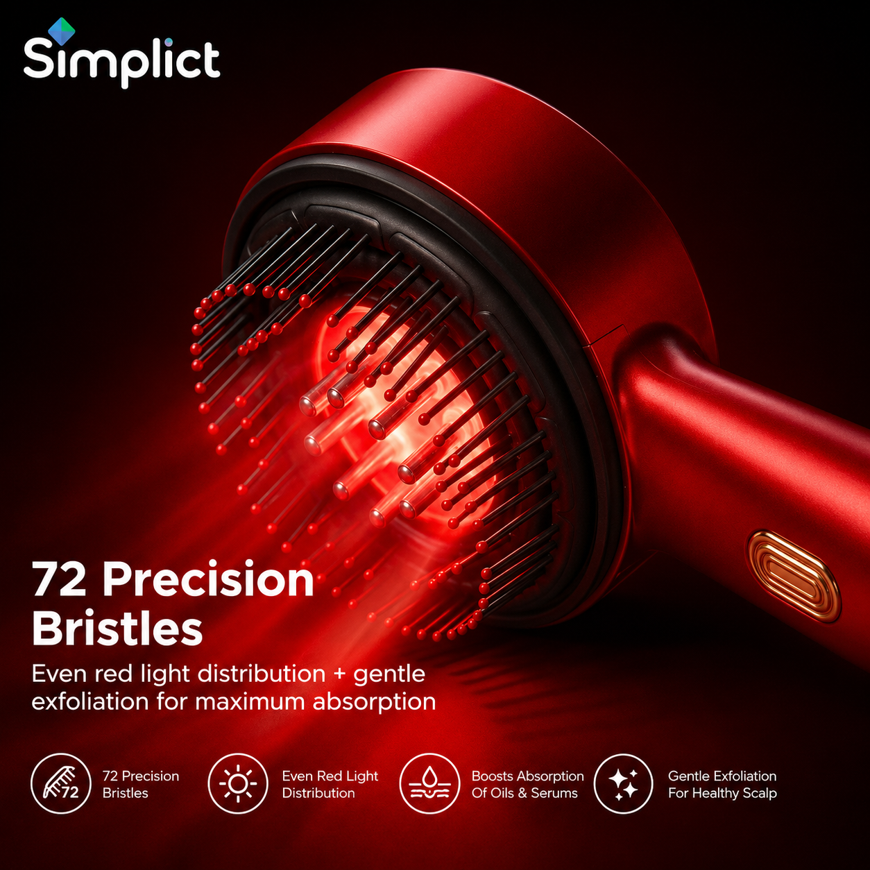 Simplict™ 3-in-1 Red Light Therapy Scalp Massager | 12 Months Warranty