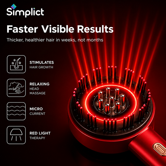 Simplict™ 3-in-1 Red Light Therapy Scalp Massager | 12 Months Warranty