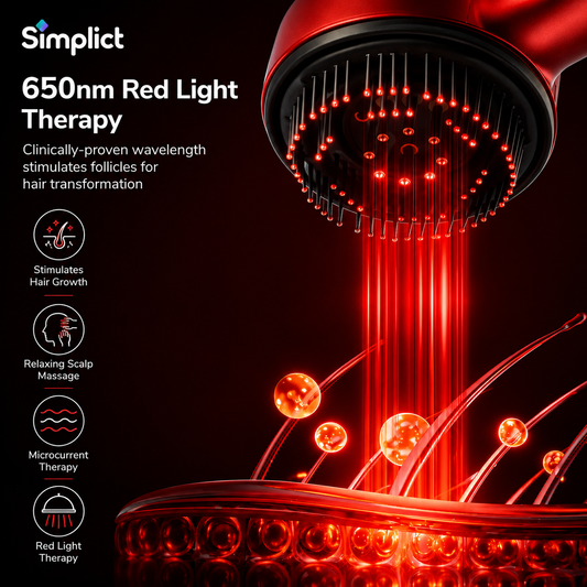 Simplict™ 3-in-1 Red Light Therapy Scalp Massager | 12 Months Warranty