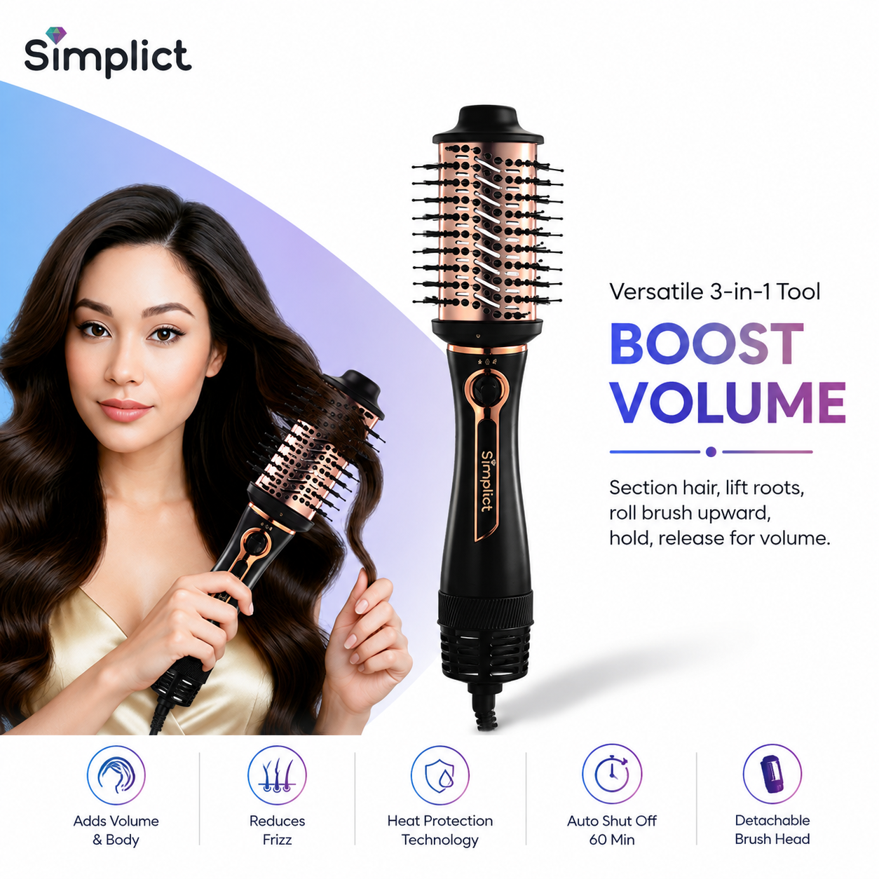 Simplict™ 3-in-1 Hot Air Styler | Hair Dryer, Straightener & Volumizer