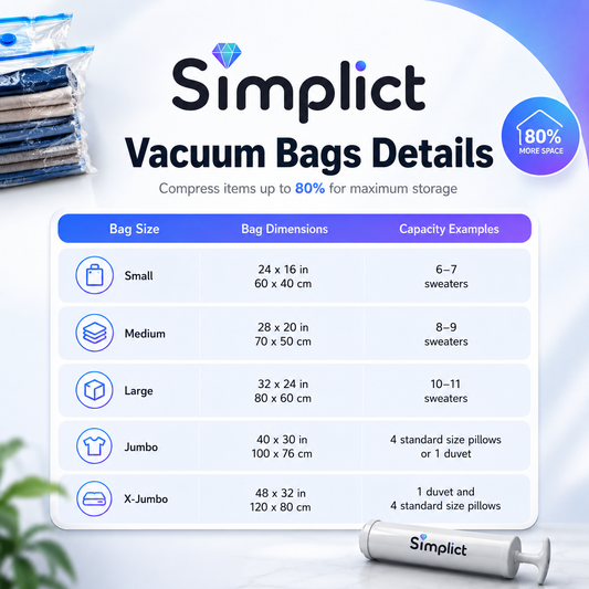 Simplict™ Vacuum Storage Bags with Hand Pump (12-Pack)