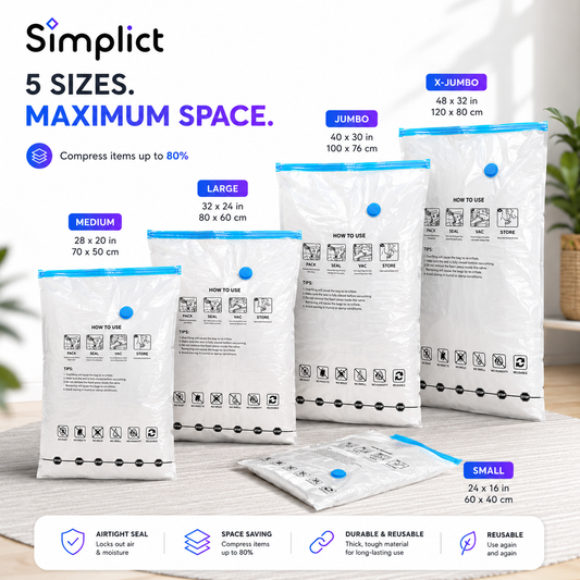 Simplict™ Vacuum Storage Bags with Hand Pump (12-Pack)