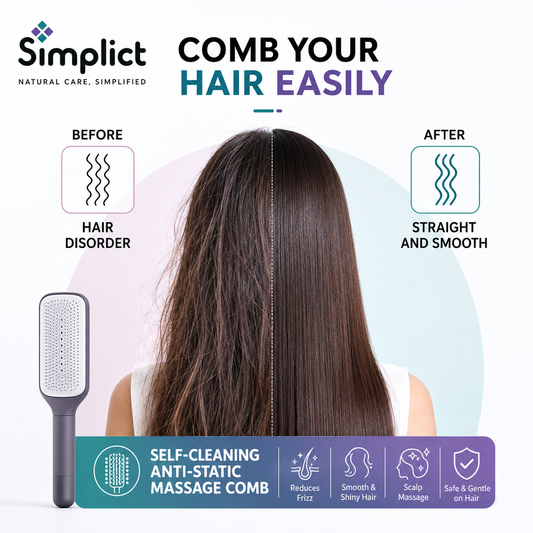 4-in-1 Self-Cleaning Anti-Static Massage Hair Brush with 3D Air Cushion & Soft Bristles
