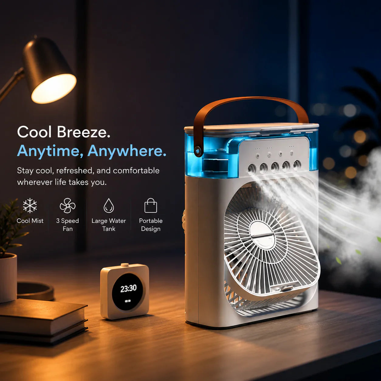 Simplict™ Portable Air Cooler Fan | USB Cooling + Humidifier + LED Night Light ❄️