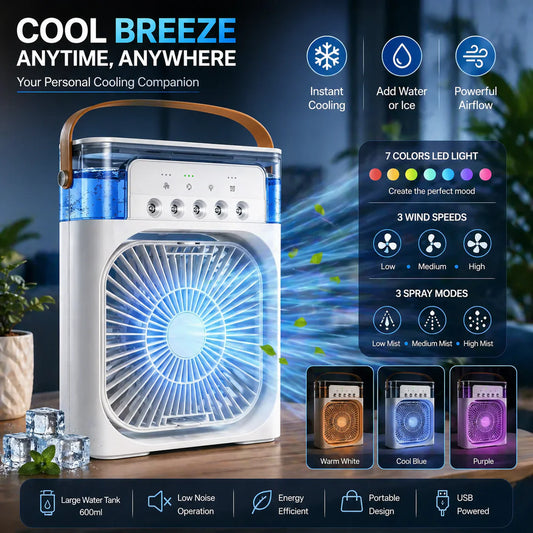 Simplict™ Portable Air Cooler Fan | USB Cooling + Humidifier + LED Night Light ❄️